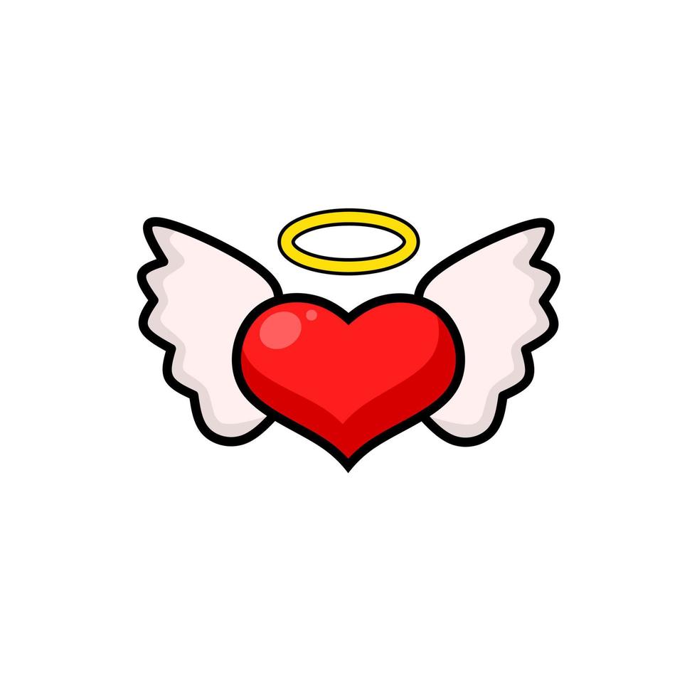 illustration graphique vectoriel de l'amour de dessin animé avec des ailes et un halo pour l'élément de conception de la saint-valentin
