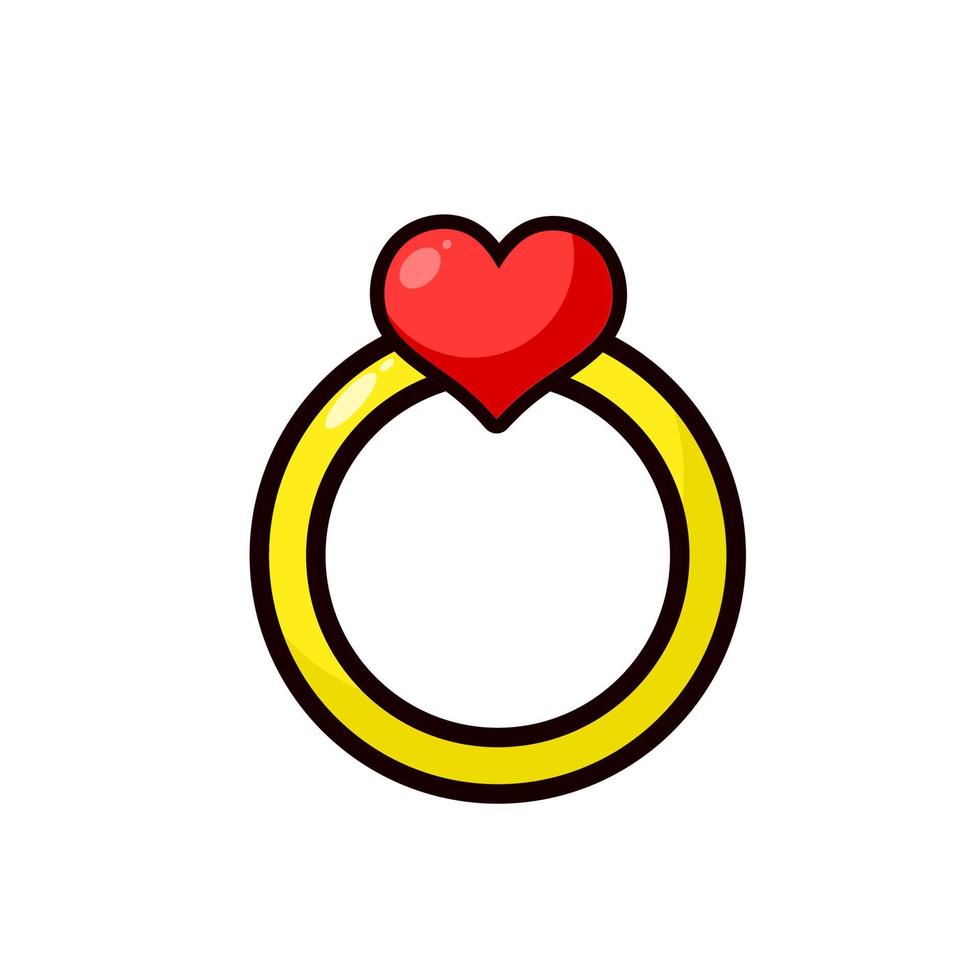 illustration graphique vectoriel de la bague d'amour de dessin animé pour l'élément de conception de la saint valentin