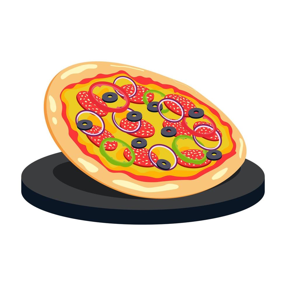 pizza au pepperoni goûteuse. illustration de la restauration rapide. vecteur eps10