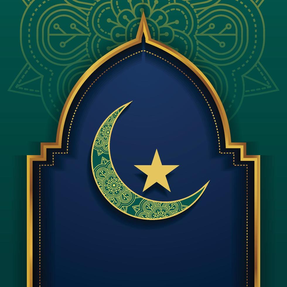 fond islamique avec lune et étoile vecteur
