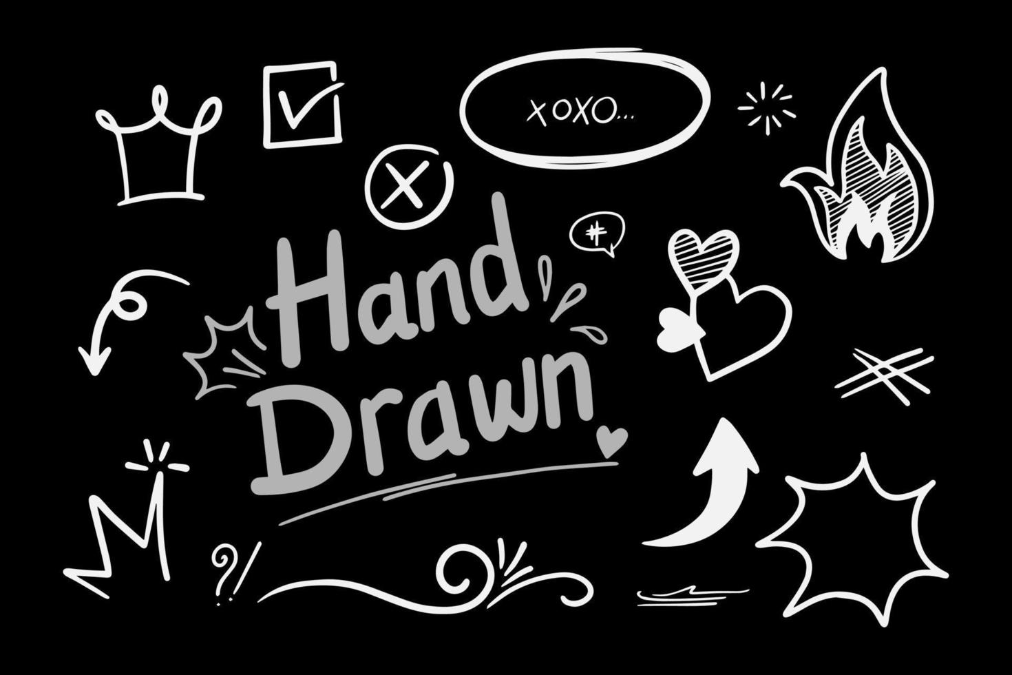 ensemble vectoriel d'éléments de doodle dessinés à la main, pour la conception de concept.