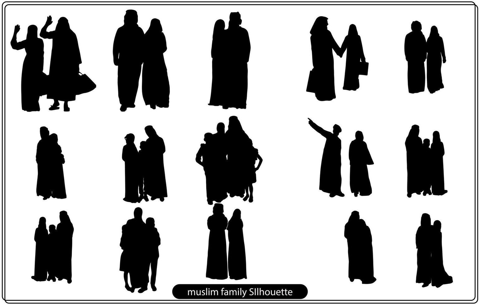 silhouette de famille musulmane gratuite vecteur