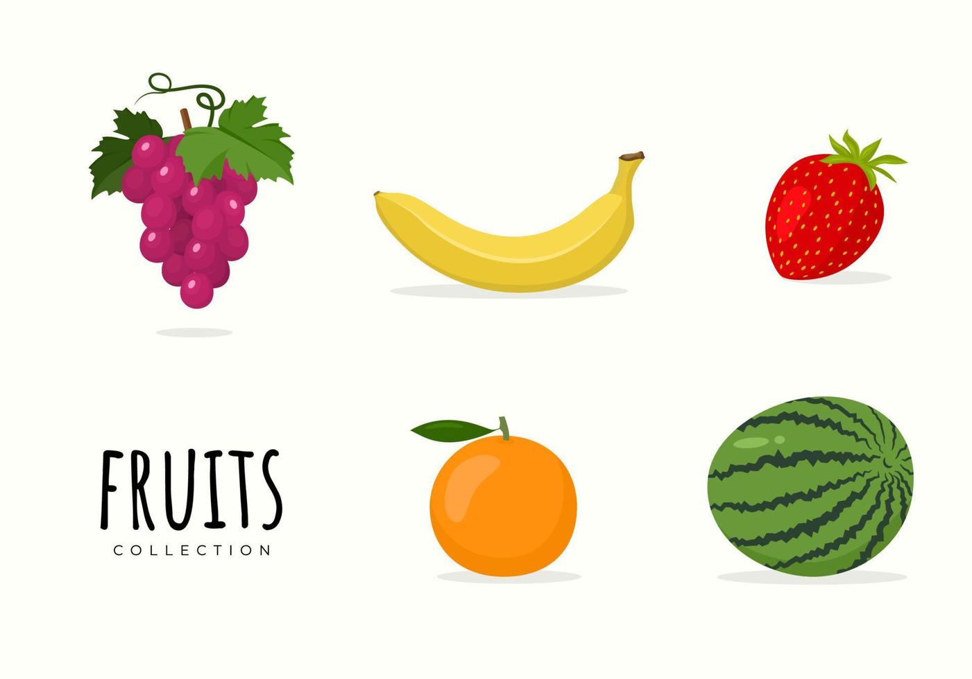 illustration plate de collection de fruits à usage numérique ou d'impression vecteur
