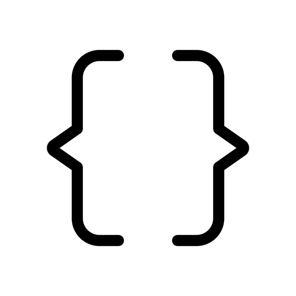 icône de symbole de crochets bouclés dans la conception de style de ligne isolée sur fond blanc. trait modifiable. vecteur