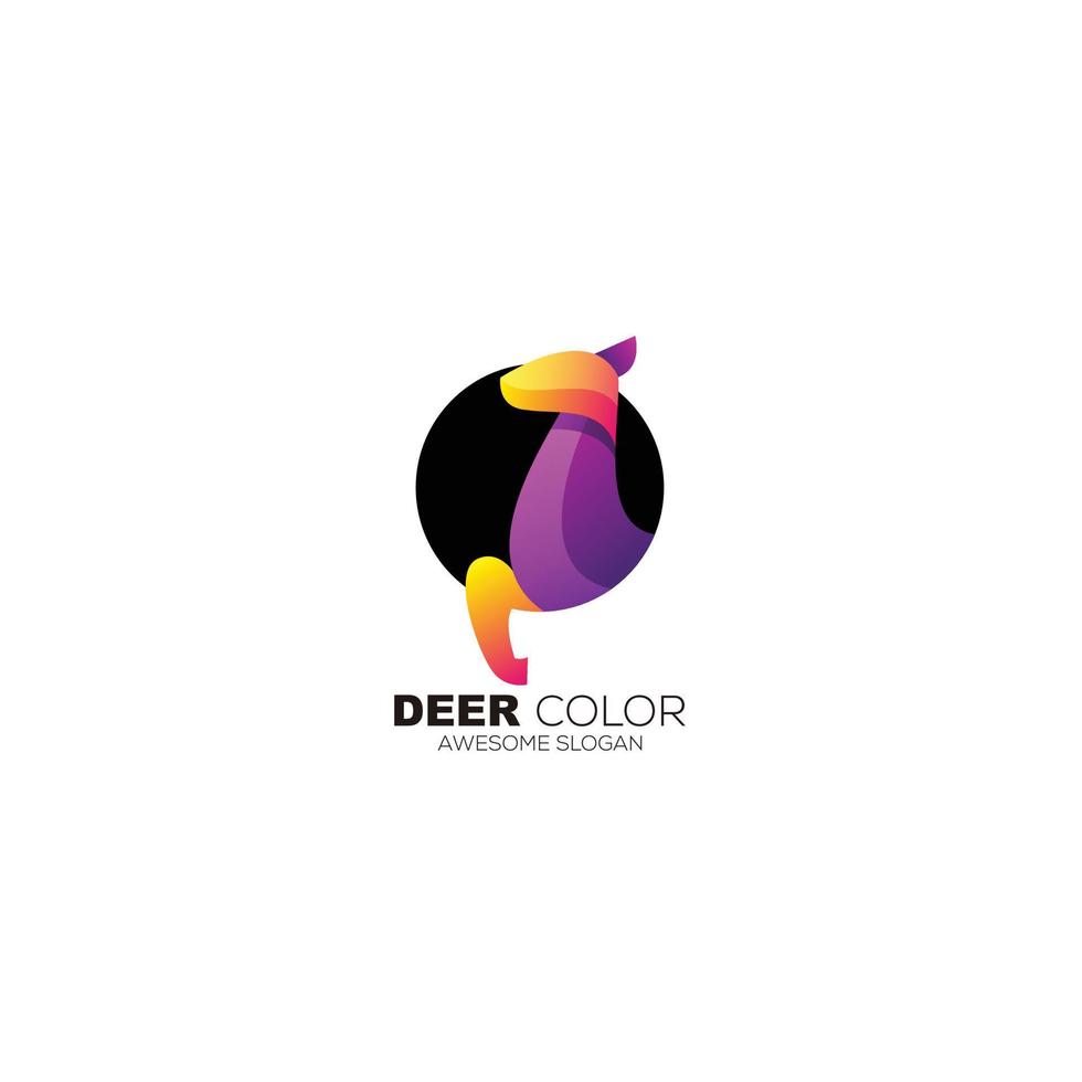 modèle de couleur dégradé de conception de logo icône cerf vecteur