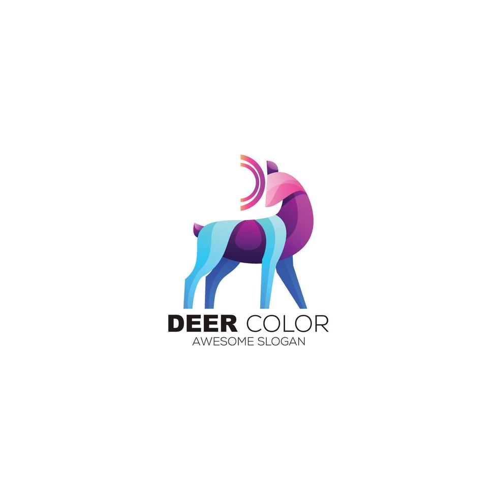 cerf coloré logo modèle illustration design gradient vecteur