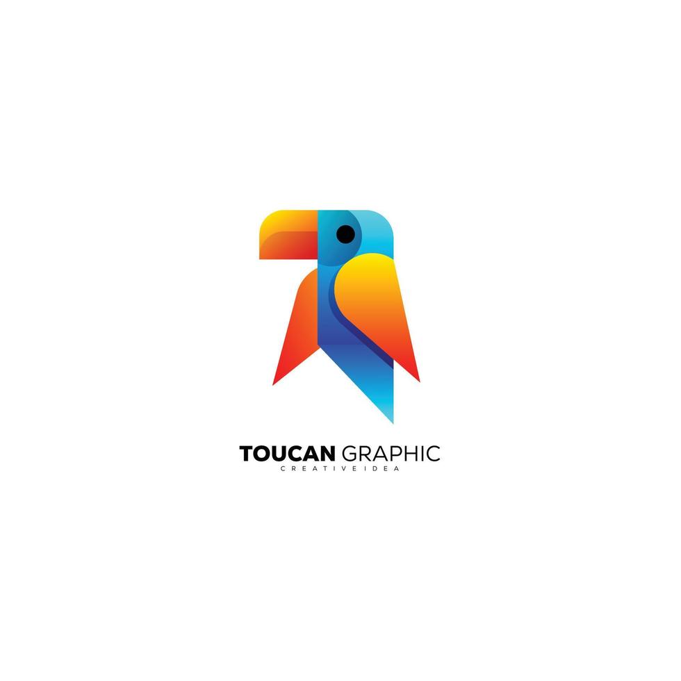 modèle de conception graphique de logo coloré toucan vecteur