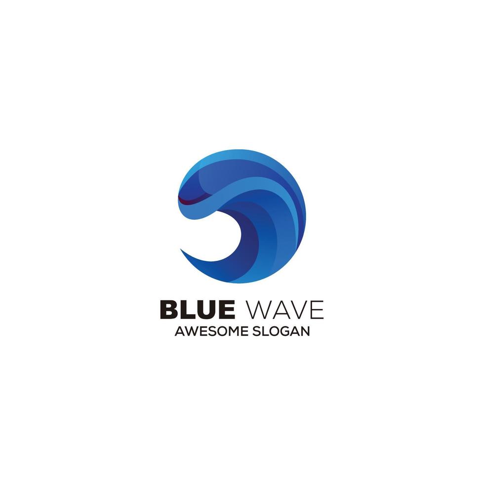 modèle de logo de vague bleue avec lettre c design coloré vecteur