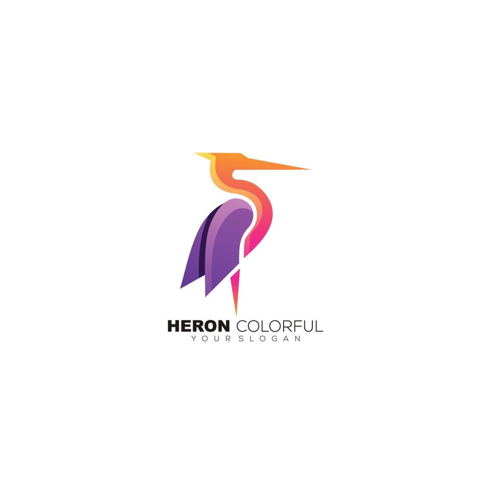 conception de logo oiseau héron style coloré pour l'icône vecteur