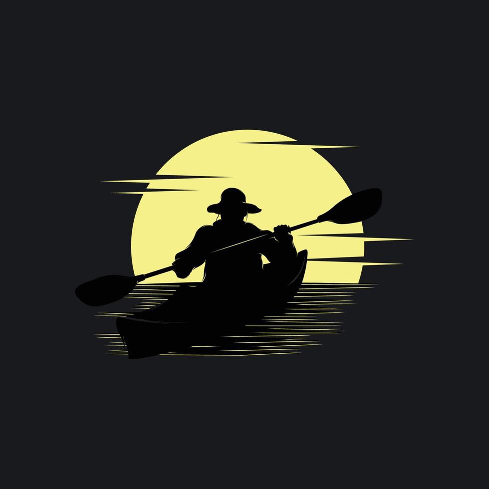 modèle de logo de silhouette de kayak de rivière vecteur