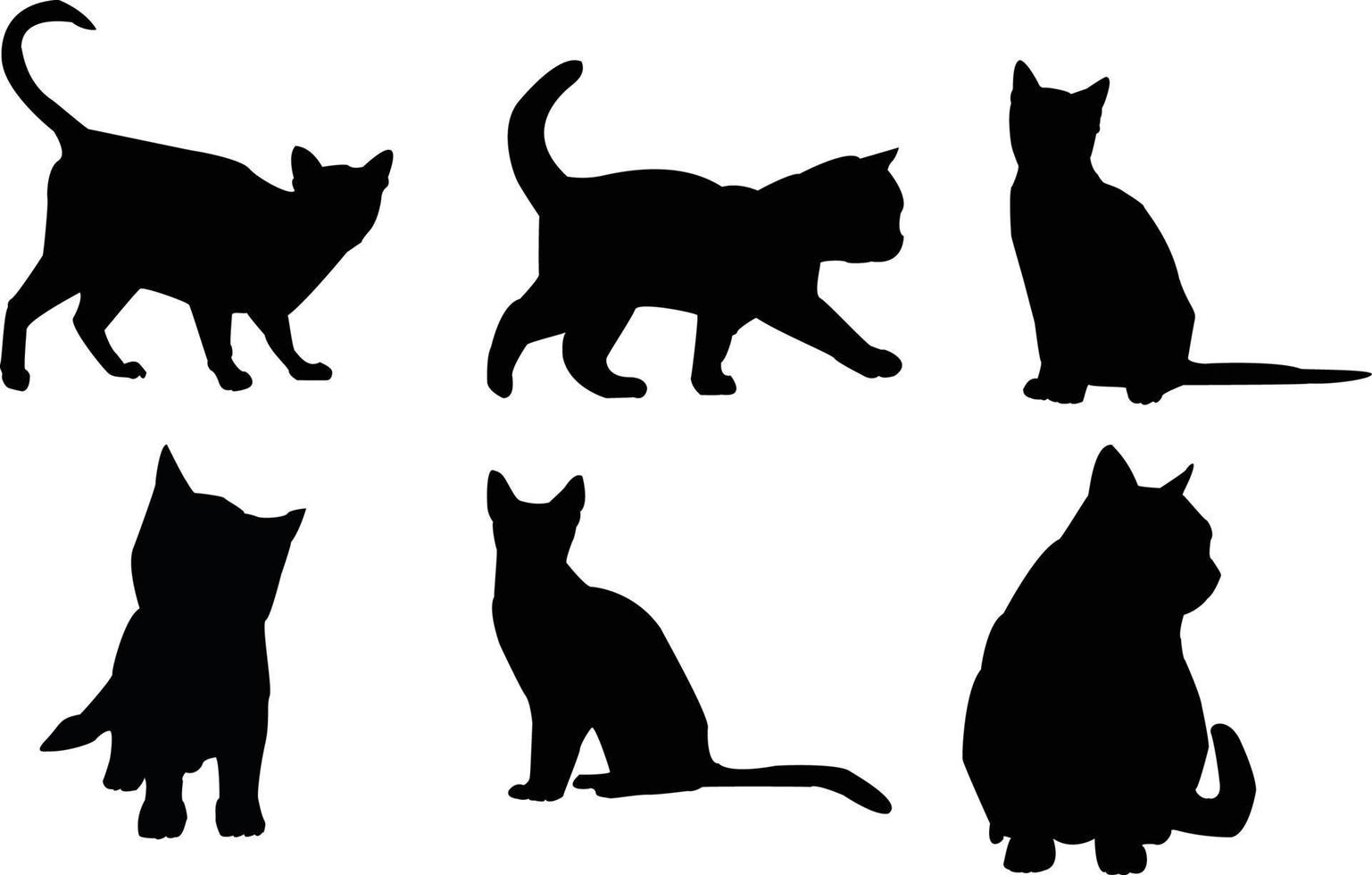 silhouette de chat créative et originale vecteur