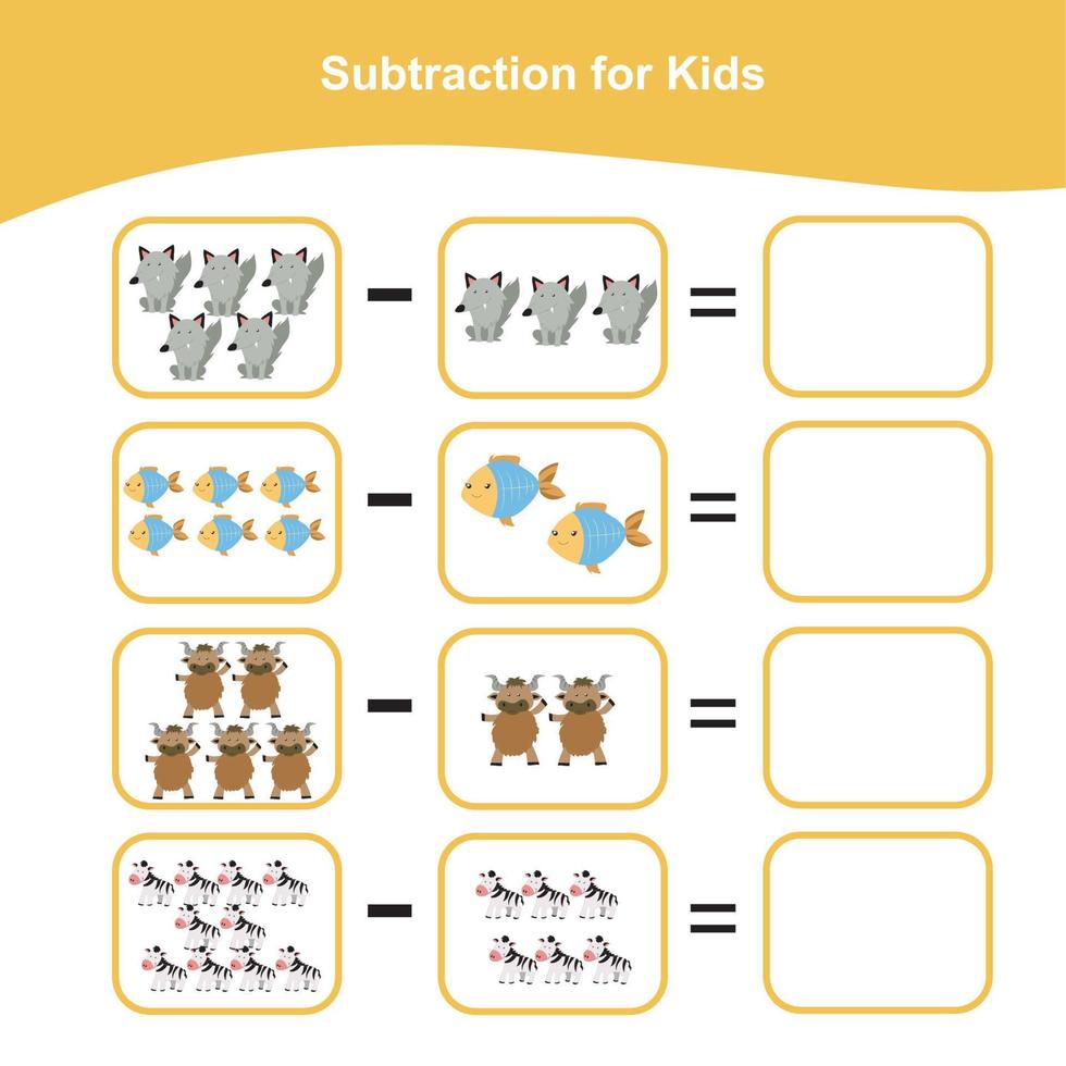 feuille de mathématiques pour enfants. feuille de travail mathématique imprimable éducative. activité de comptage et d'écriture. fichier vectoriel. vecteur