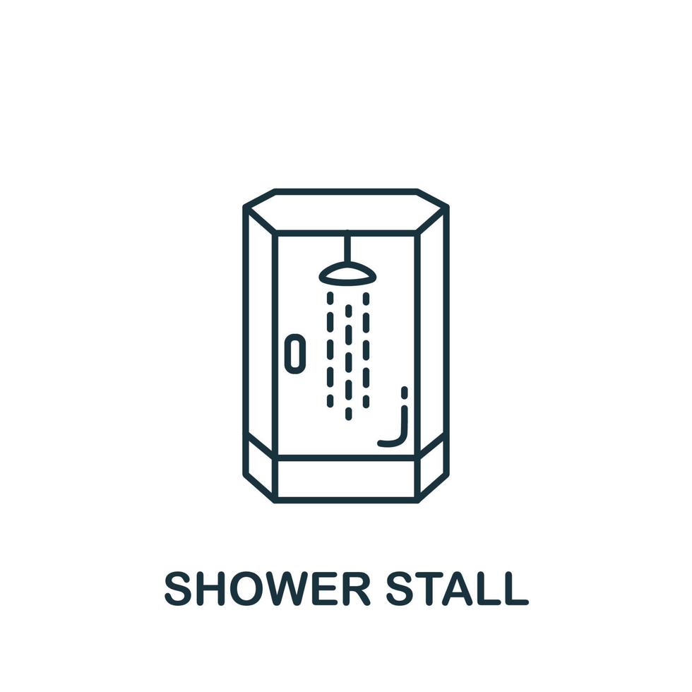 icône de cabine de douche de la collection intérieure. symbole de cabine de douche à élément de ligne simple pour les modèles, la conception Web et les infographies vecteur