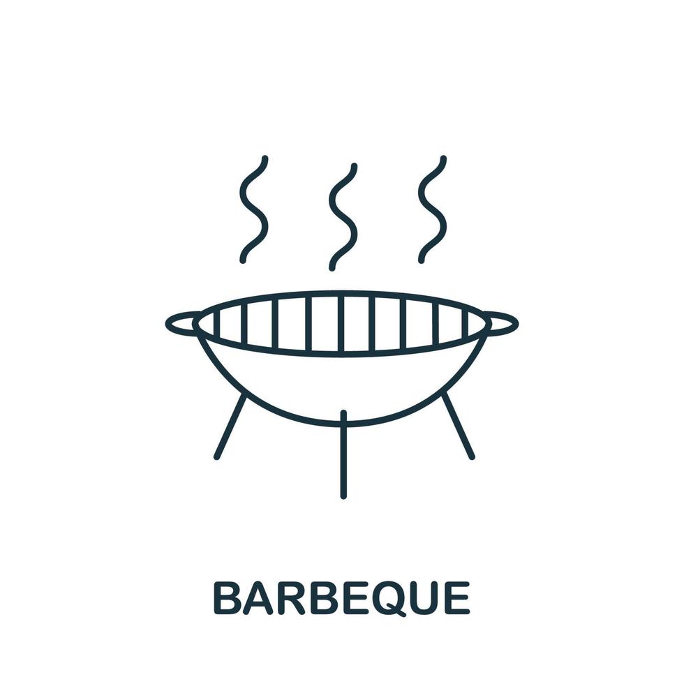 icône de barbecue de la collection de loisirs. symbole de barbecue d'élément de ligne simple pour les modèles, la conception Web et les infographies vecteur