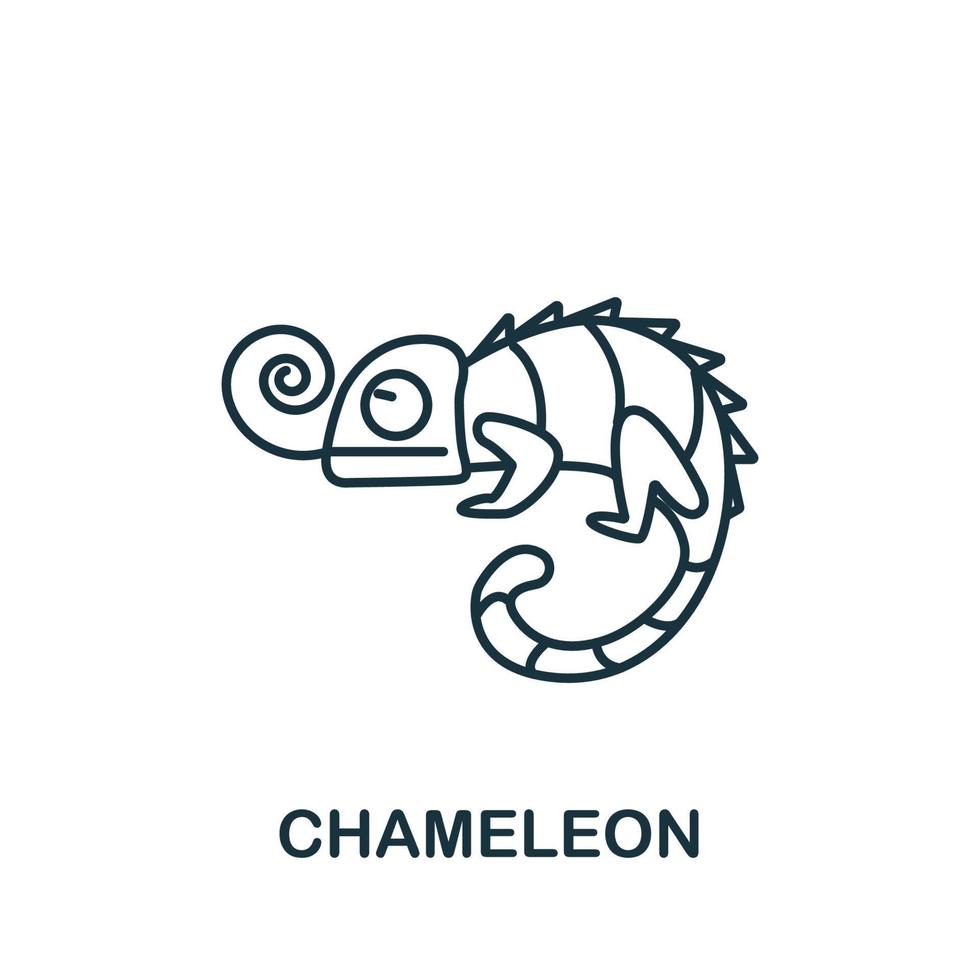 icône caméléon de la collection d'animaux domestiques. symbole de caméléon d'élément de ligne simple pour les modèles, la conception Web et les infographies vecteur