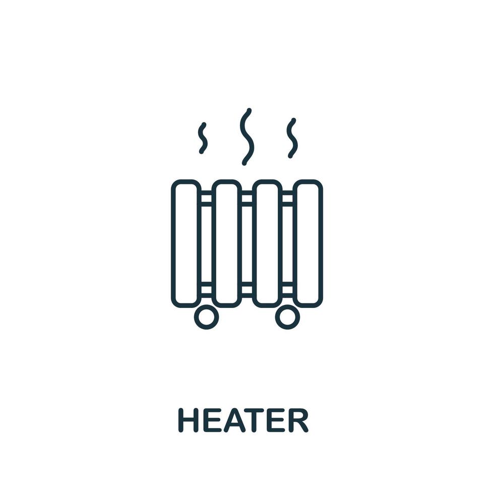 icône de chauffage de la collection des ménages. icône de chauffage de ligne simple pour les modèles, la conception Web et les infographies vecteur