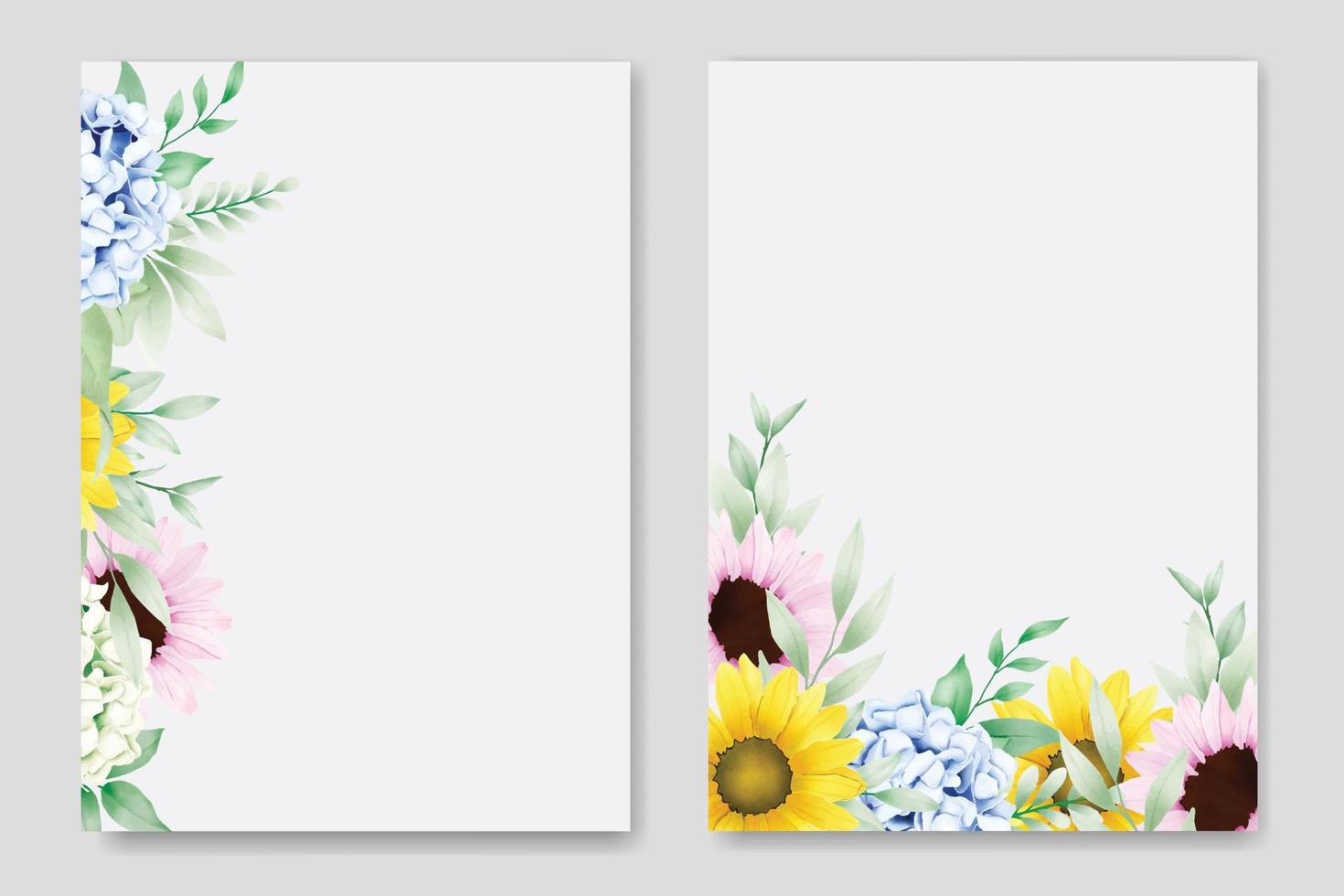 modèle de carte de mariage magnifique hortensia floral vecteur