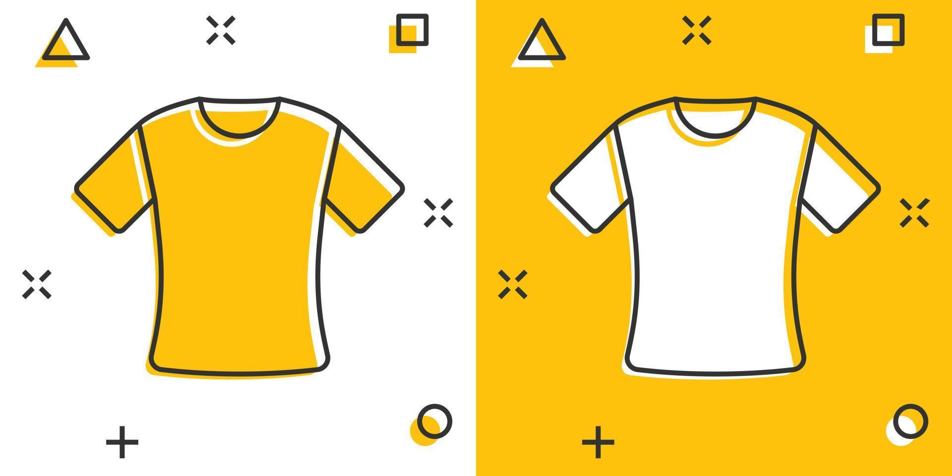 icône de t-shirt dans le style comique. illustration de vecteur de dessin animé de vêtements décontractés sur fond blanc isolé. concept d'entreprise d'effet d'éclaboussure d'usure de polo.