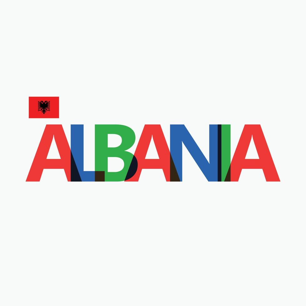 typographie colorée de l'albanie avec son drapeau national vectorisé. typographie rgb des pays européens. vecteur