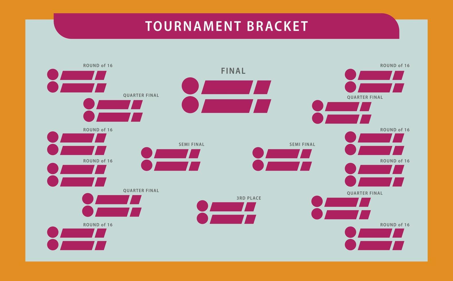 modèle de table de tournoi utilisant l'orange, le bleu clair et le violet. modèle vierge de support de tournoi avec décoration. vecteur