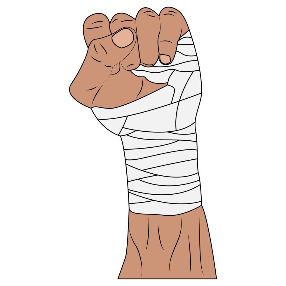 illustration vectorielle du poing serré avec bandage, symbole de l'esprit et de la lutte vecteur