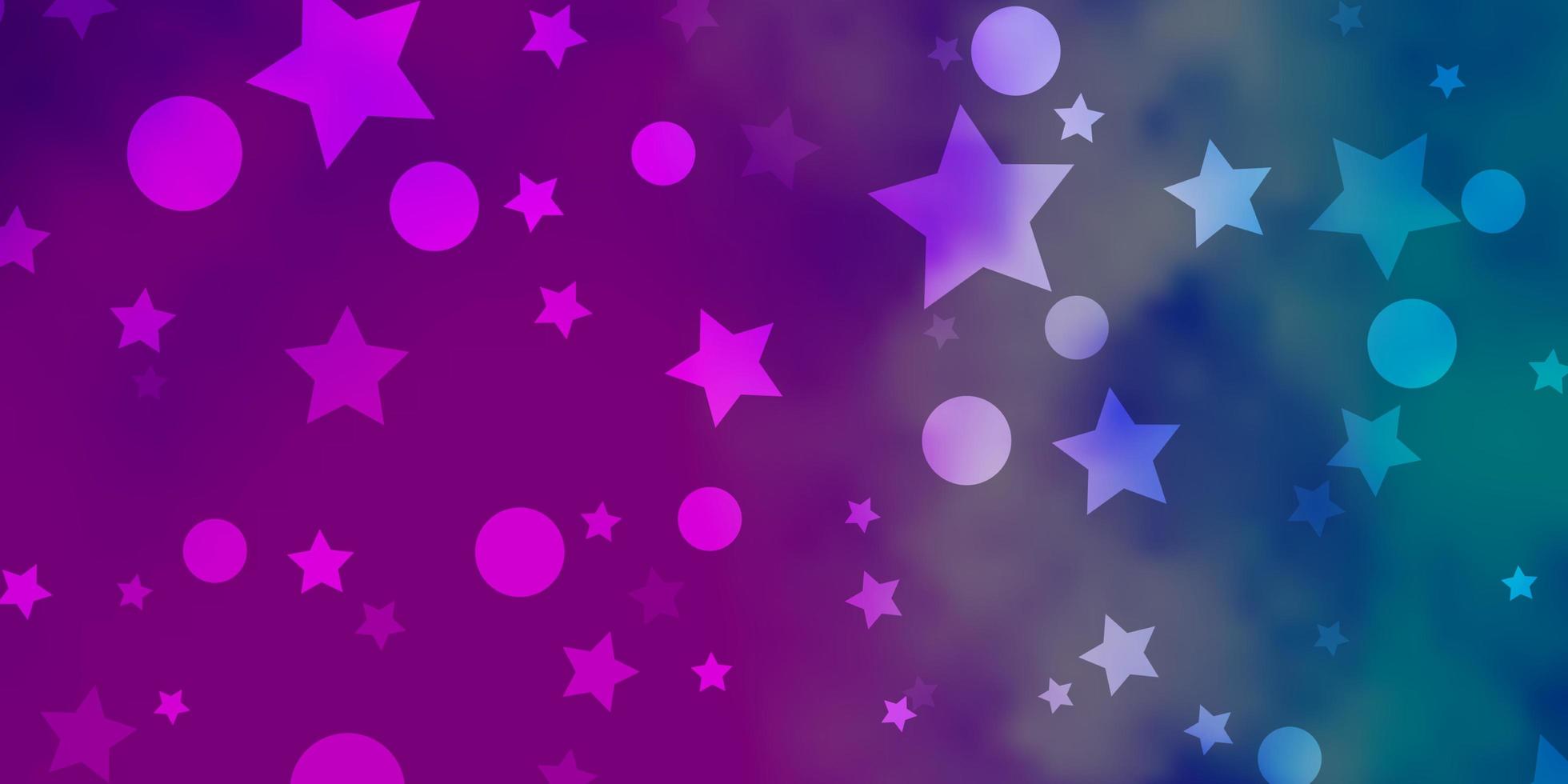 modèle vectoriel rose clair, bleu avec des cercles, des étoiles.