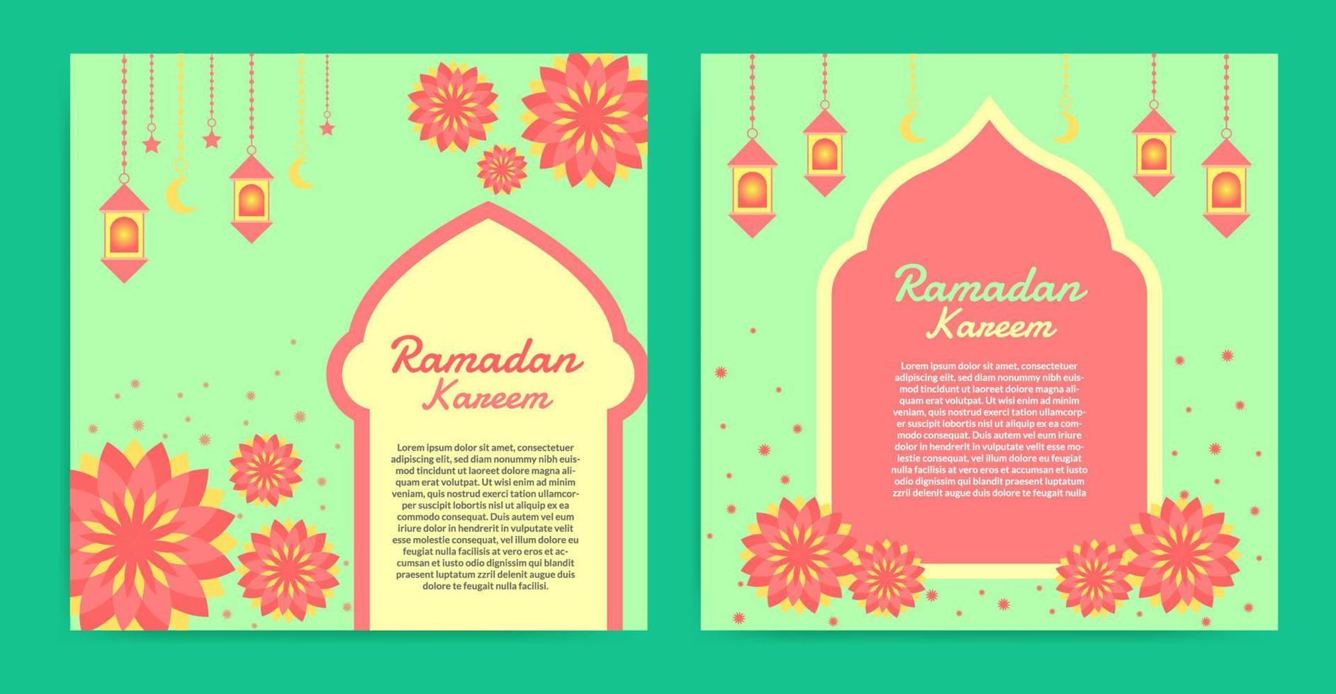 collection de publications instagram ramadan plat avec une belle couleur pastel vecteur