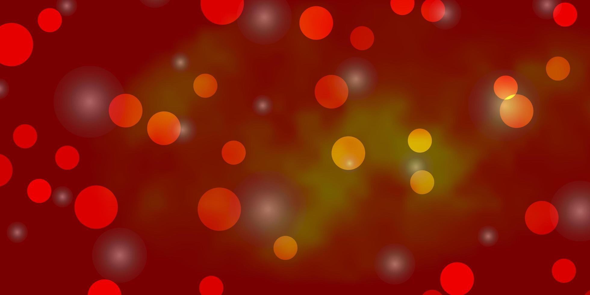 toile de fond de vecteur orange clair avec des cercles, des étoiles.