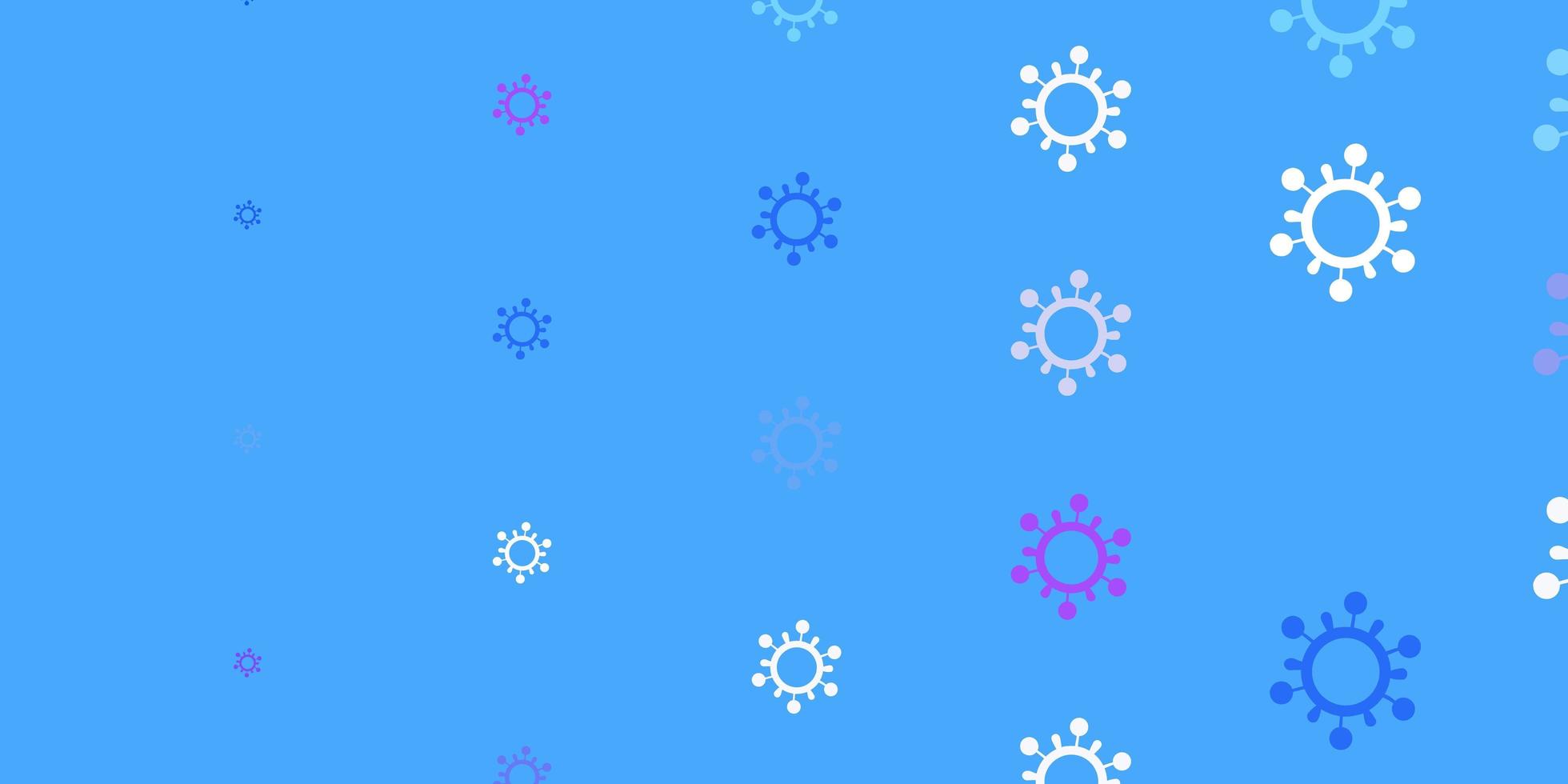modèle vectoriel rose clair et bleu avec des éléments de coronavirus