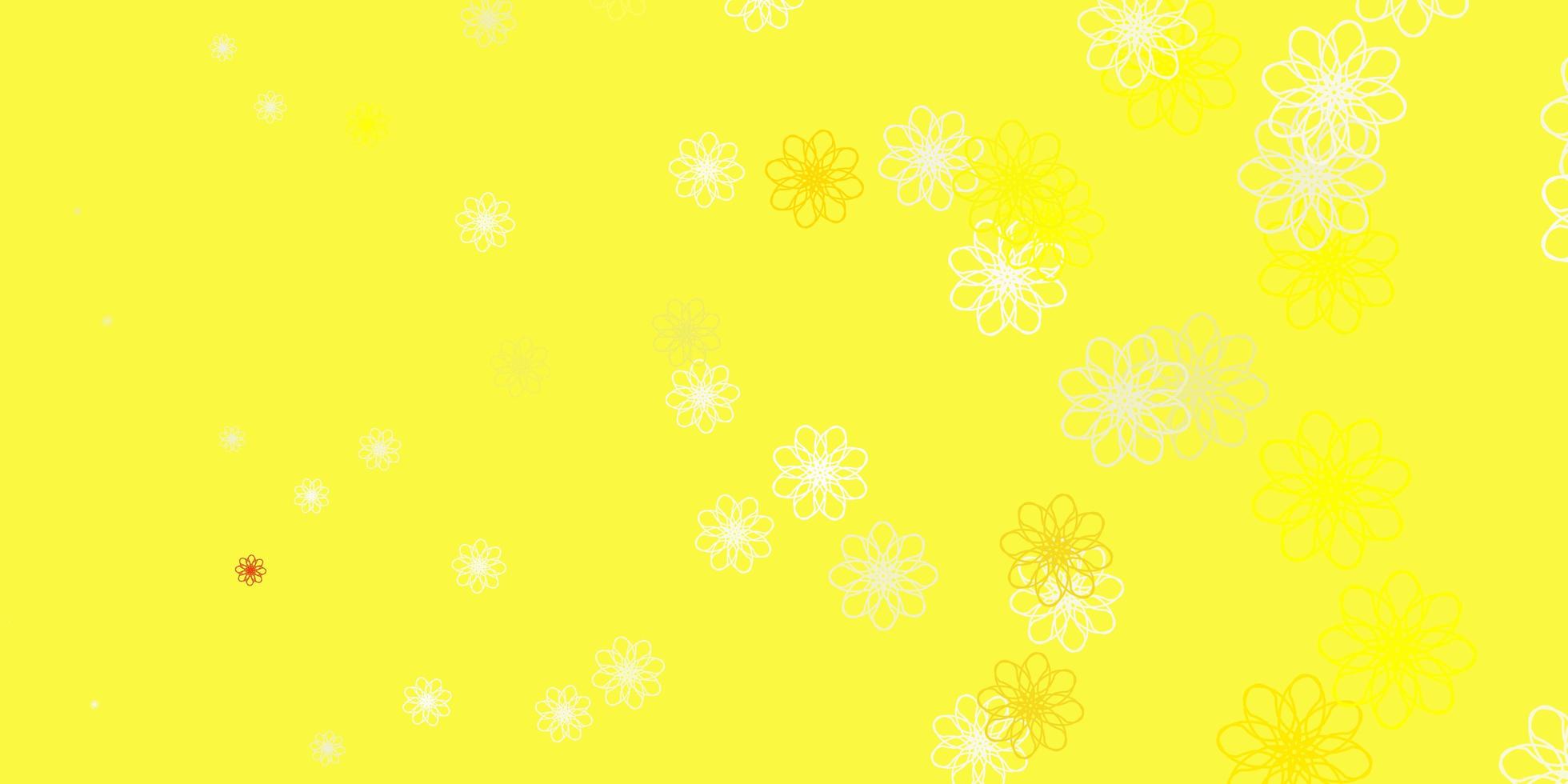 texture de doodle vecteur jaune clair avec des fleurs.