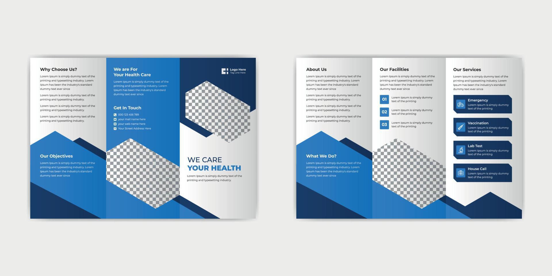 modèle de brochure à trois volets de soins médicaux vecteur