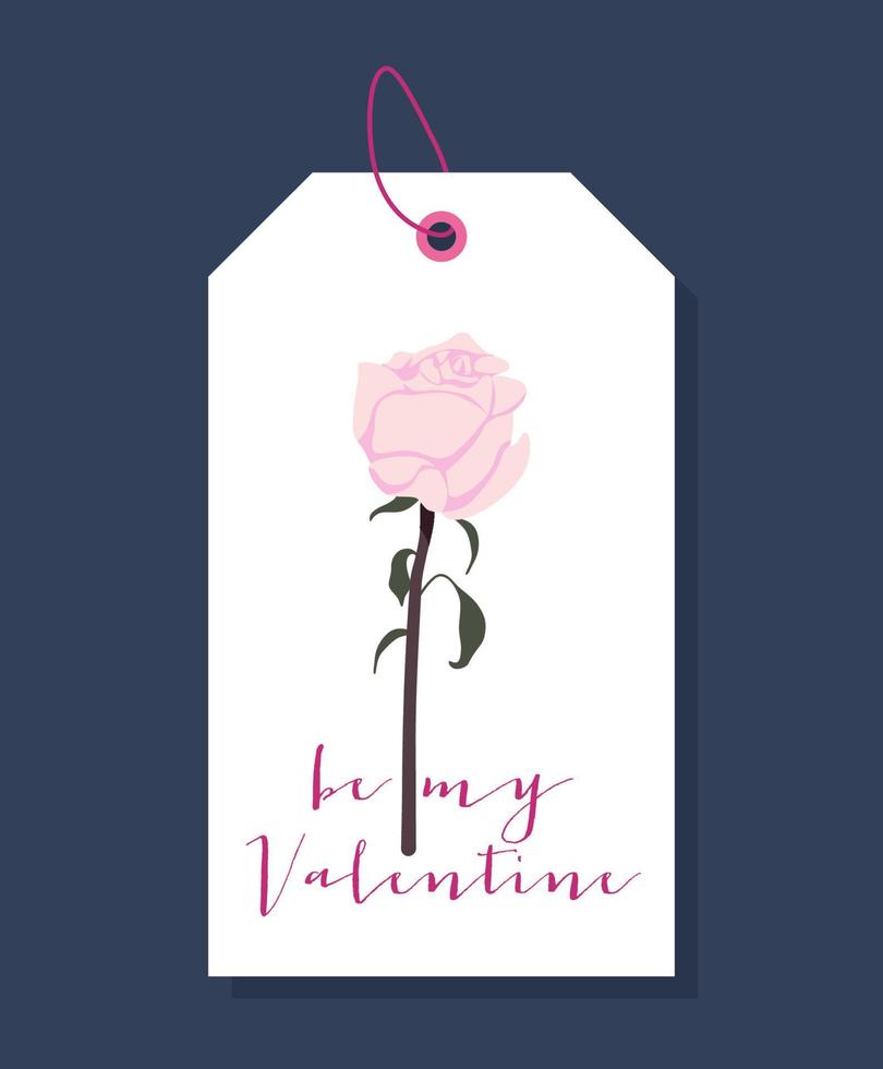 étiquette de cadeau de saint valentin vecteur dessiné à la main. étiquette d'amour et de romance isolée sur fond sombre. étiquette romantique pour le design décoratif. modèle pour les vacances et les conceptions de mariage.