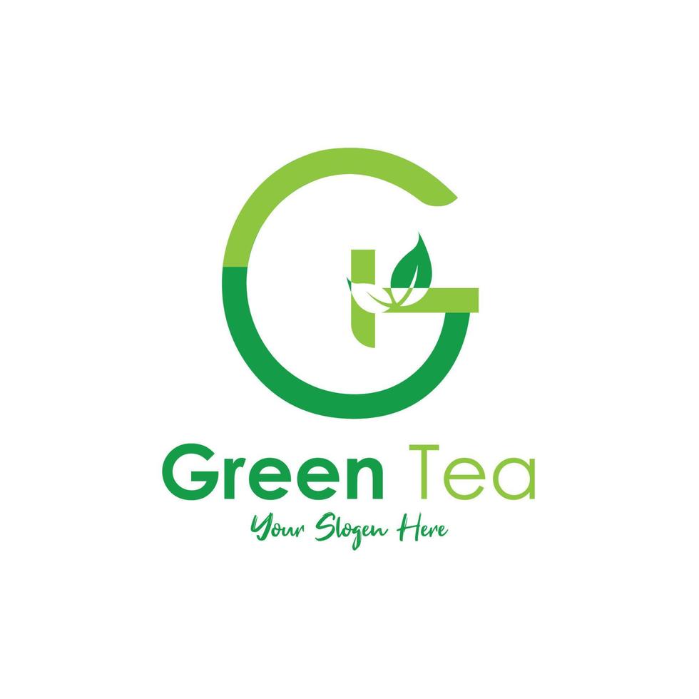 logo de thé vert naturel à base de plantes vecteur