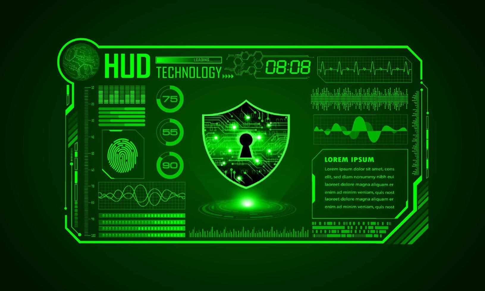 fond décran de technologie hud moderne avec cadenas vecteur