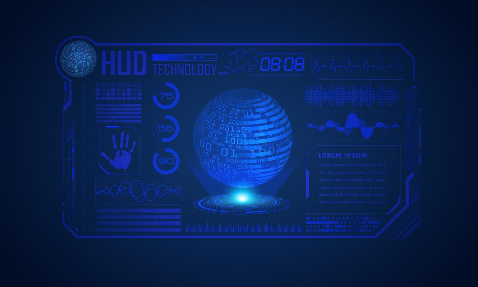 fond décran de technologie hud moderne avec globe bleu vecteur