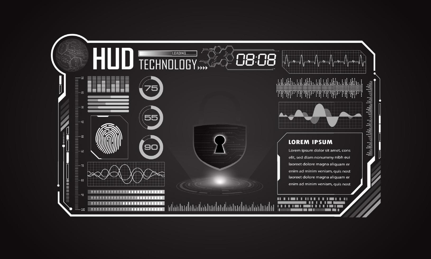 fond d'écran de technologie hud xxxxxmodern avec cadenas vecteur