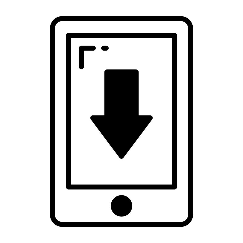 flèche vers le bas avec mobile montrant le concept de téléchargement vecteur