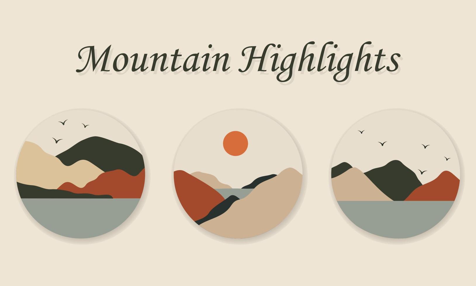 ensemble de collection d'icônes de paysage de montagne. style d'art de voyage plat à la mode vecteur