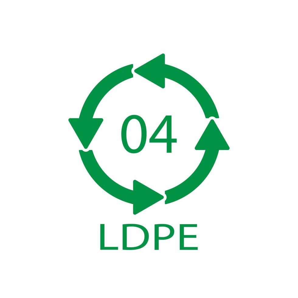 ldpe 04 symbole du code de recyclage. vecteur de recyclage du plastique panneau en polyéthylène basse densité.