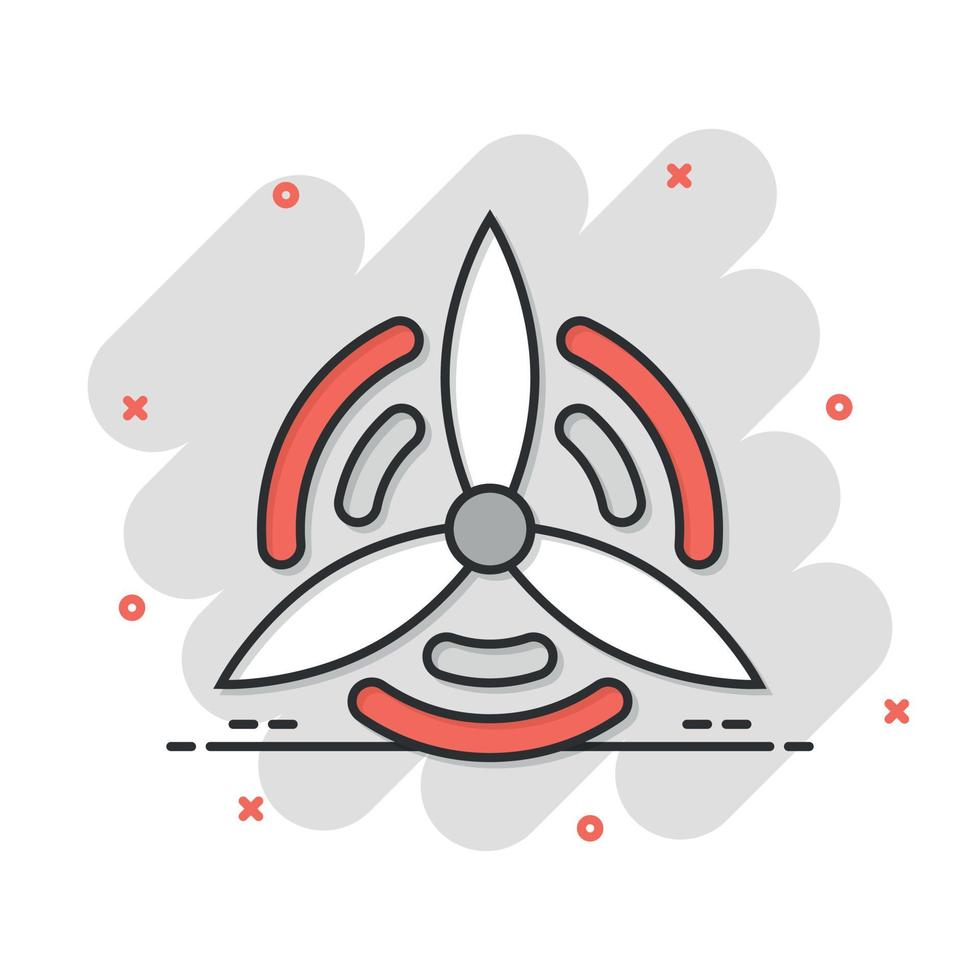 icône de centrale éolienne dans le style comique. illustration de vecteur de dessin animé de turbine sur fond blanc isolé. concept d'entreprise de signe d'effet d'éclaboussure d'énergie de l'air.
