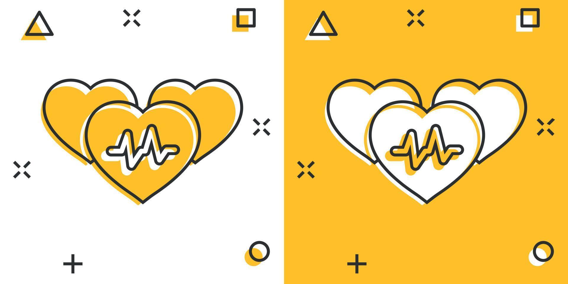 icône de la pression artérielle dans le style comique. illustration de vecteur de dessin animé de moniteur de rythme cardiaque sur fond isolé. concept d'entreprise de signe d'effet d'éclaboussure de diagnostic d'impulsion.