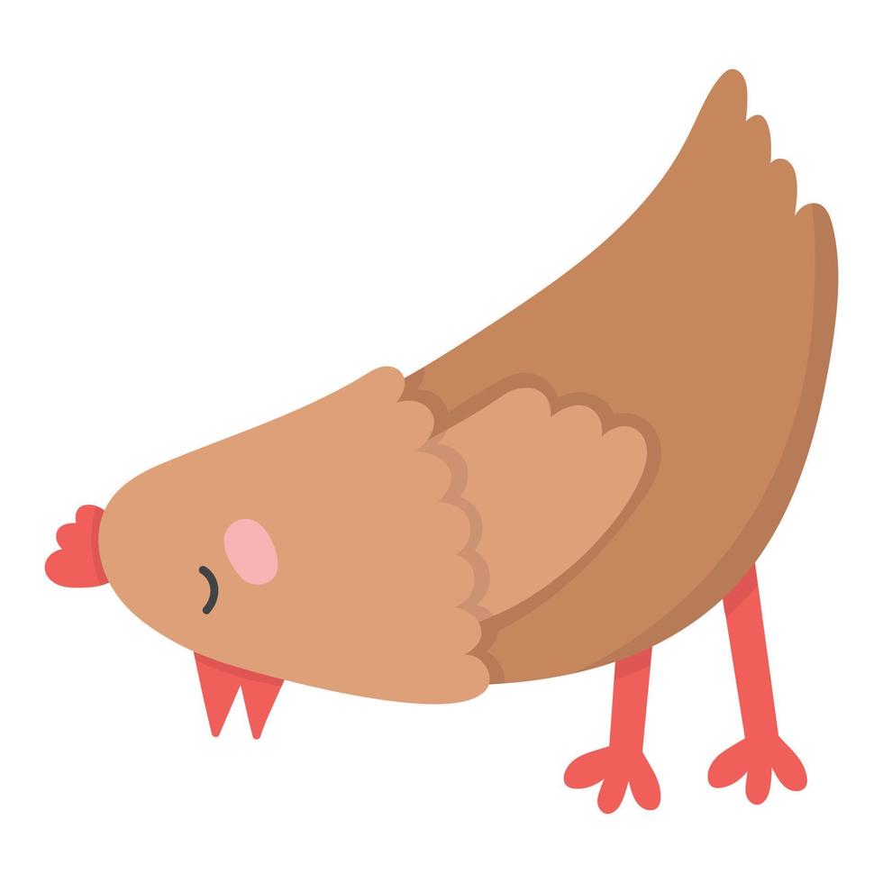 Doodle plat clipart mignon poulet domestique, coq vecteur