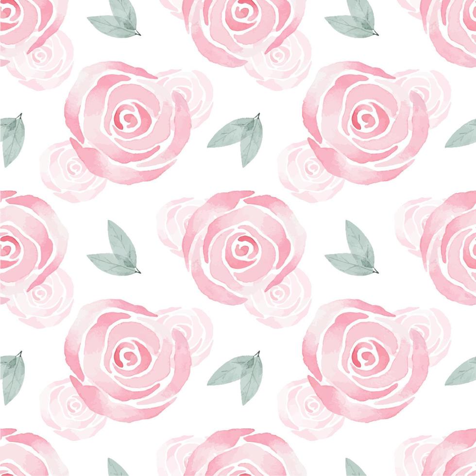 rose abstraite simple rose. motif floral aquarelle sans couture avec de simples fleurs roses pastel. idéal pour les textiles, le papier numérique, les emballages et autres conceptions vecteur