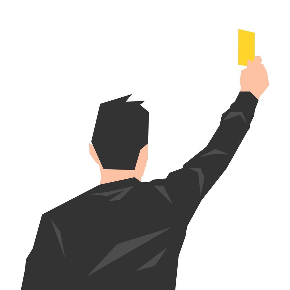 l'arbitre donne un carton jaune. concept de sport, d'infraction, de profession, etc. isolé sur fond blanc. illustration vectorielle dans un style plat. vecteur