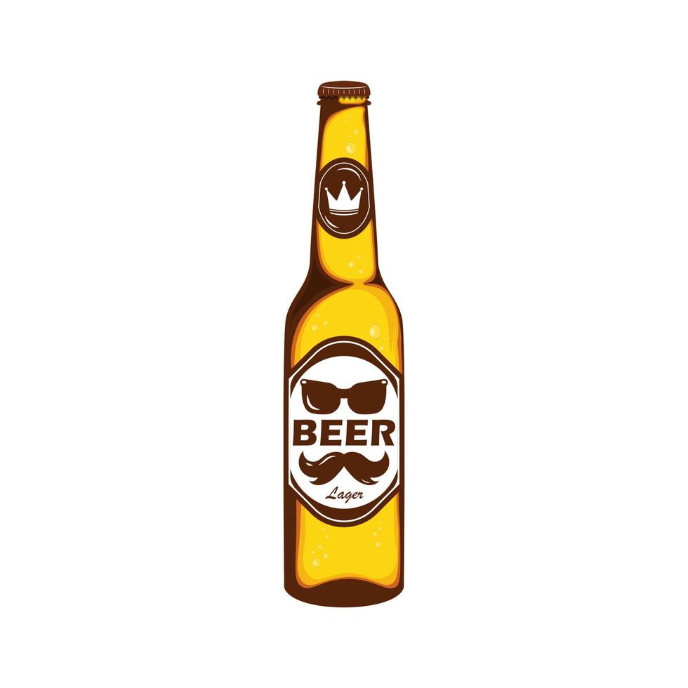 bouteille de bière blonde avec étiquette de marque sur fond isolé, illustration vectorielle. vecteur