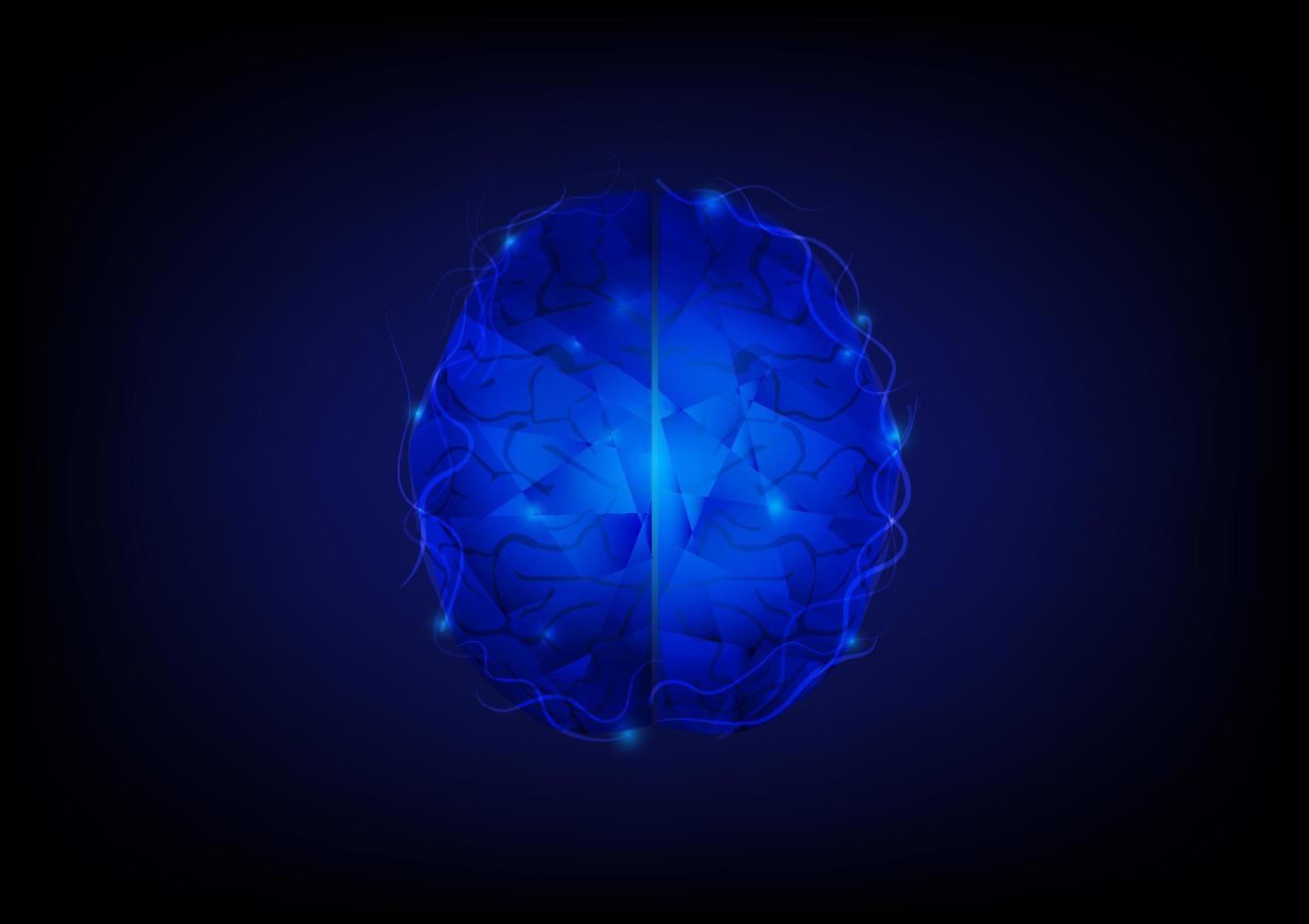 cerveau humain polygone sur fond de technologie futuriste. vecteur