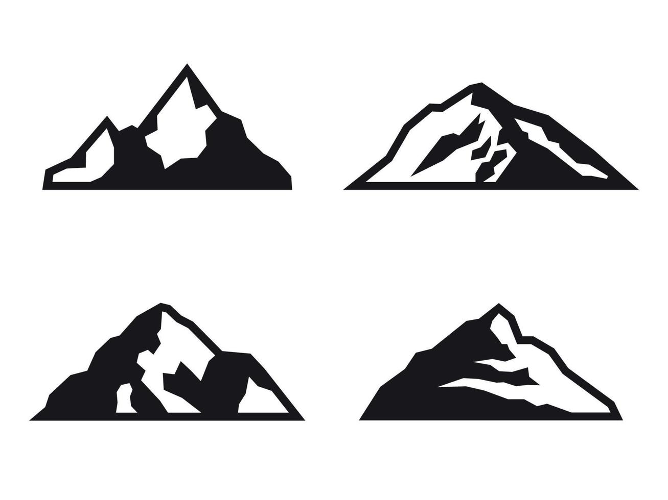 ensemble d'icônes de montagne. noir sur fond blanc vecteur