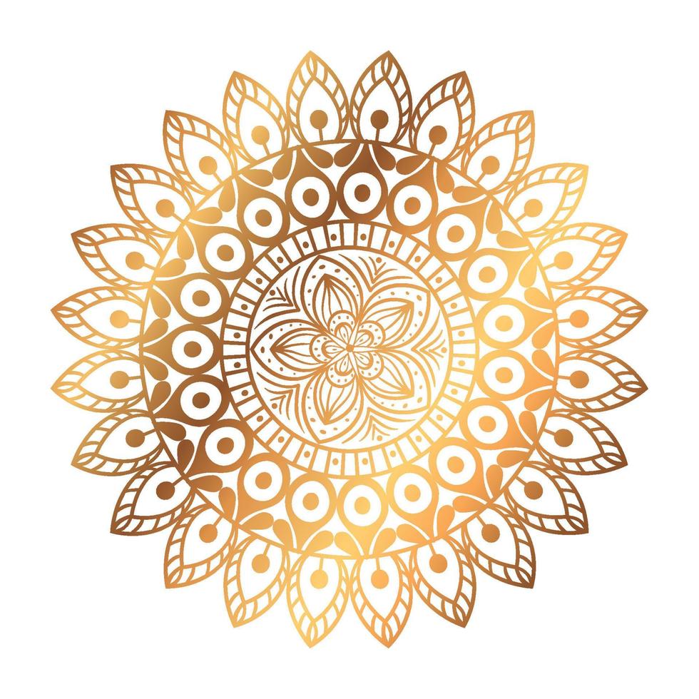 mandala de fleurs dorées sur fond blanc, décoration de luxe vintage vecteur