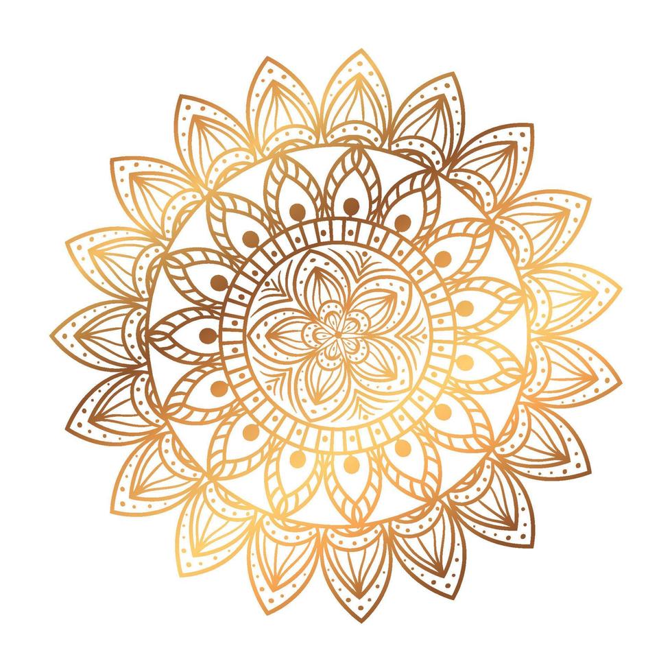 mandala de fleurs dorées sur fond blanc, décoration de luxe vintage vecteur