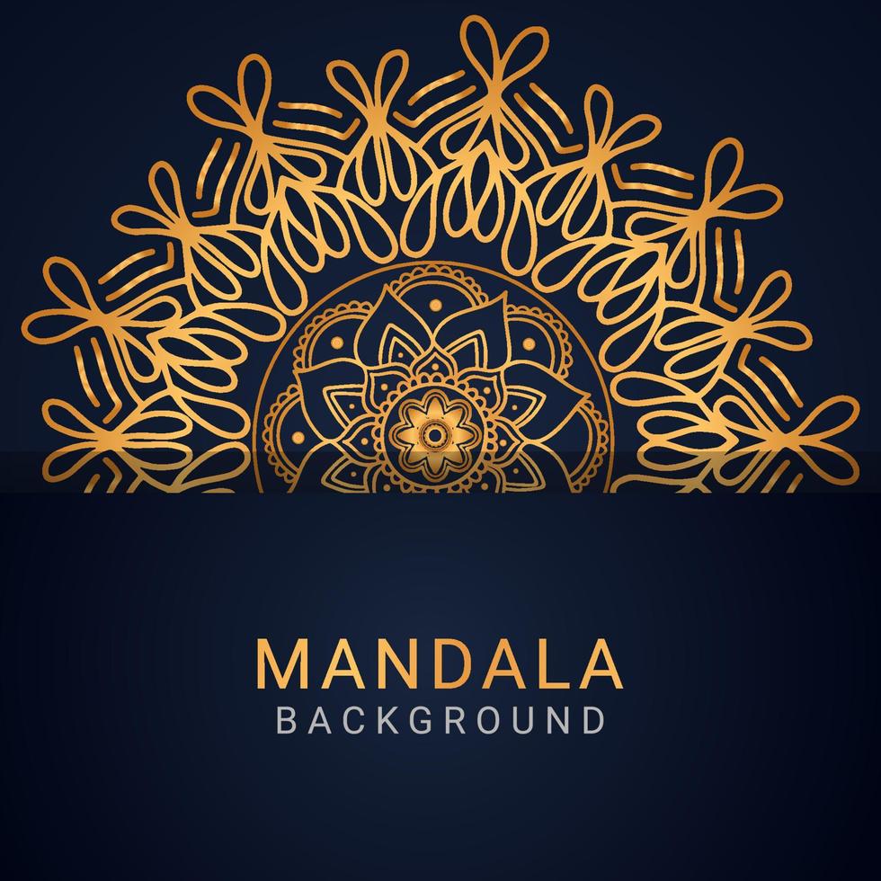 mandala de luxe doré avec un design élégant de fond noir vecteur